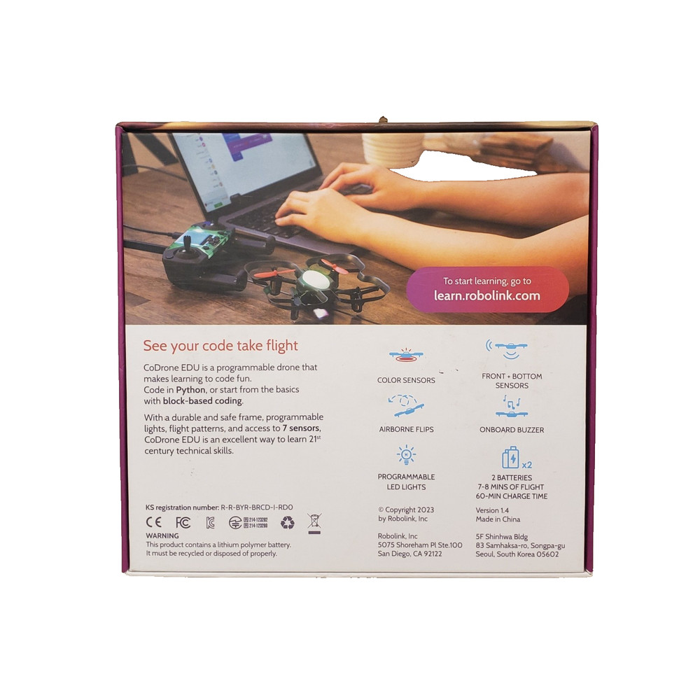 ROBOLINK + CoDrone EDU Programmable Drone RL-CDE-100 Learning Python & Blockly
