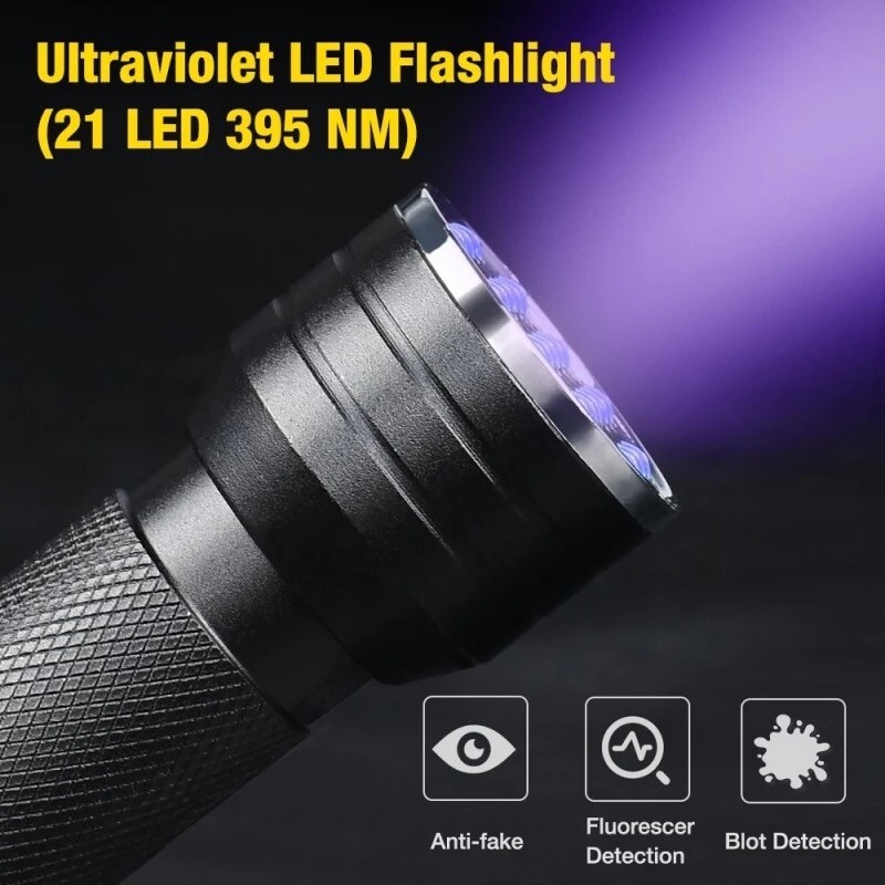 2x UV Ultra Violet LED Flashlight Blacklight Light 395 NM Inspection Lamp Torch