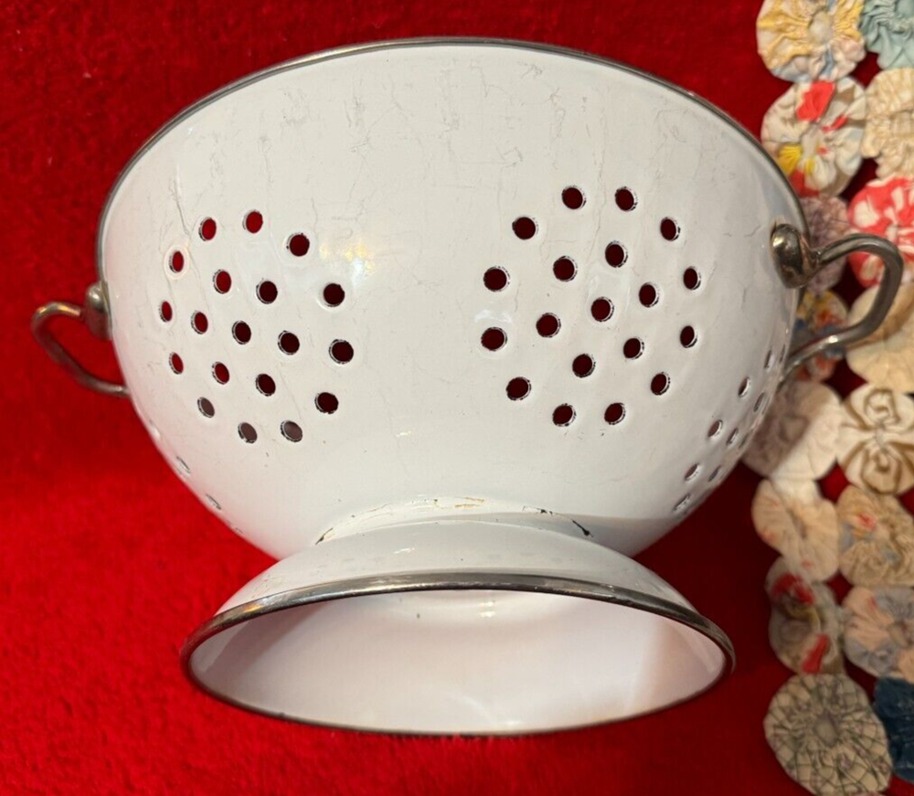 White Enamel Colander