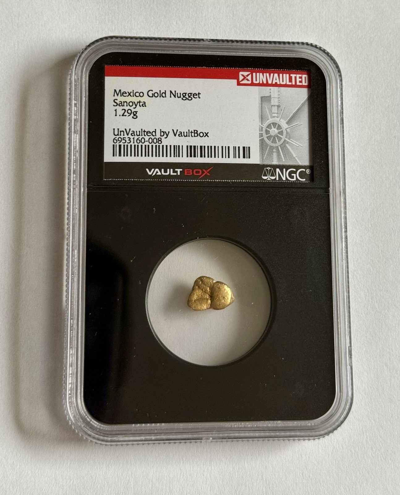 Mexico Gold Nugget 1.29 Grams Sanoyta Unvaulted Vault Box NGC Certified Vaultbox