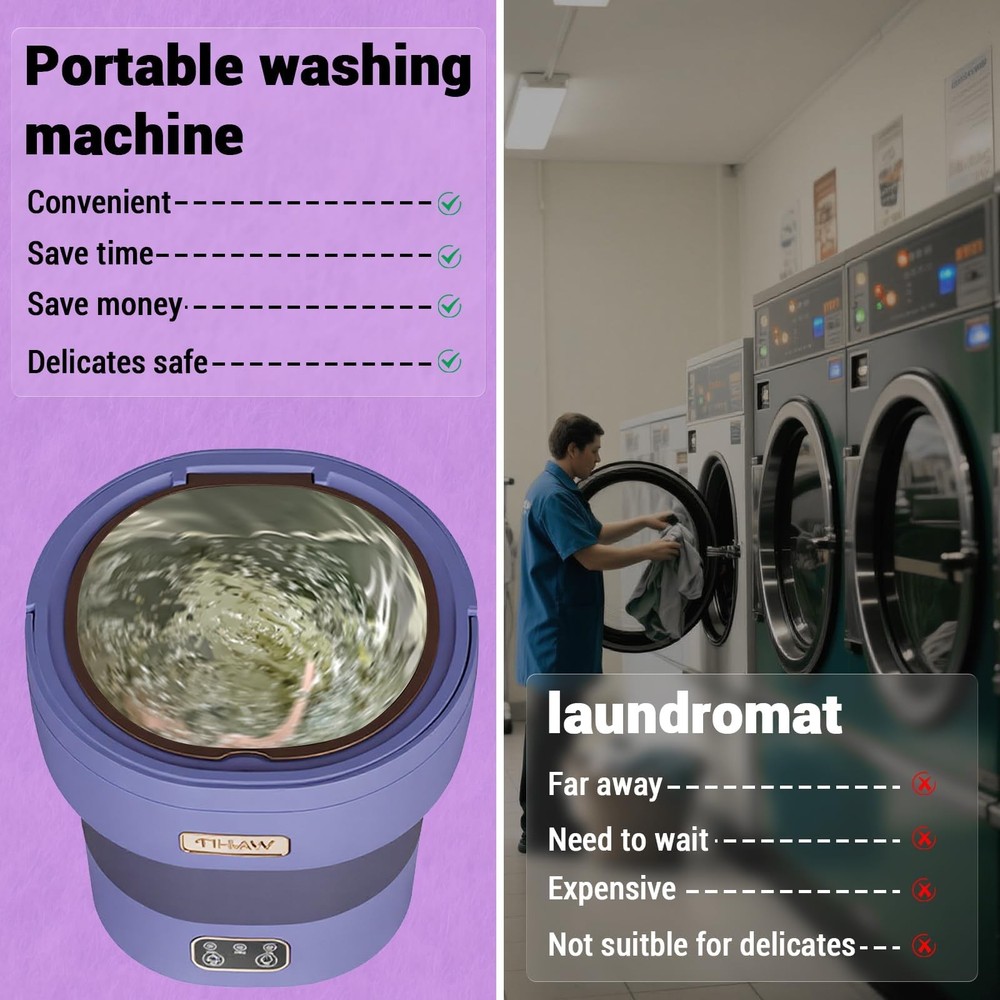 Portable Washing Machine 12L Fully Automatic 3 Modes Collapsible Compact Garvee