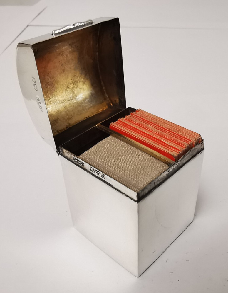 Solid Silver Miniature Playing Cards Box - Chester 1911