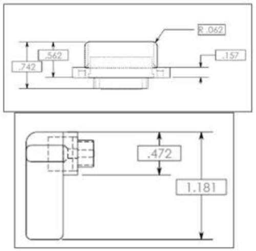 Cam Link Ribbon Cable 8" Extension - Low Profile, Right-Angle to Panel Bulkhead