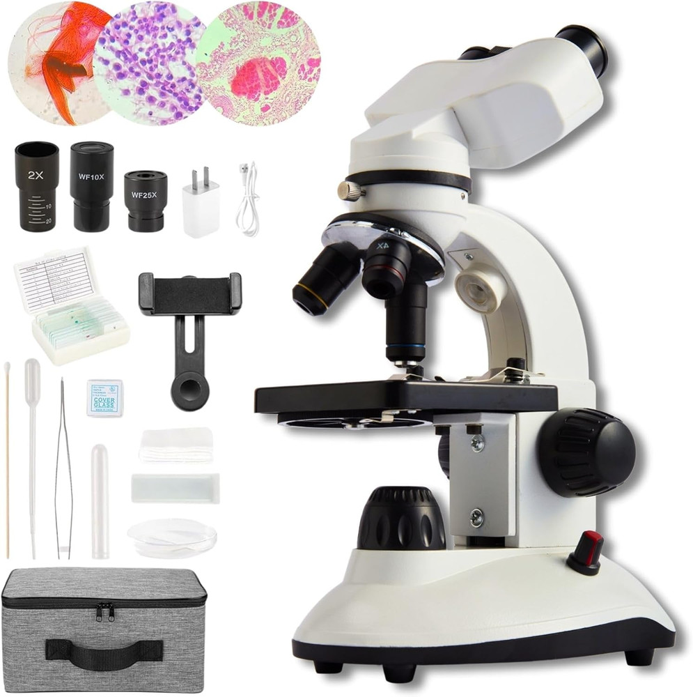 Compound Binocular Microscope for Kids Adults Students,40X-2000X,Microscope Kits