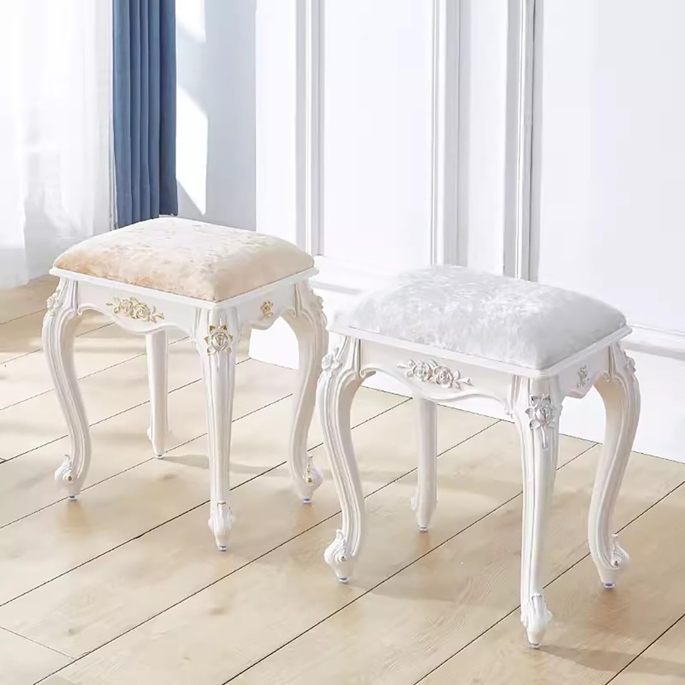 Vintage Vanity Stool & Chair, Round & Rectangular Makeup Stool, Cute Ottoman ...