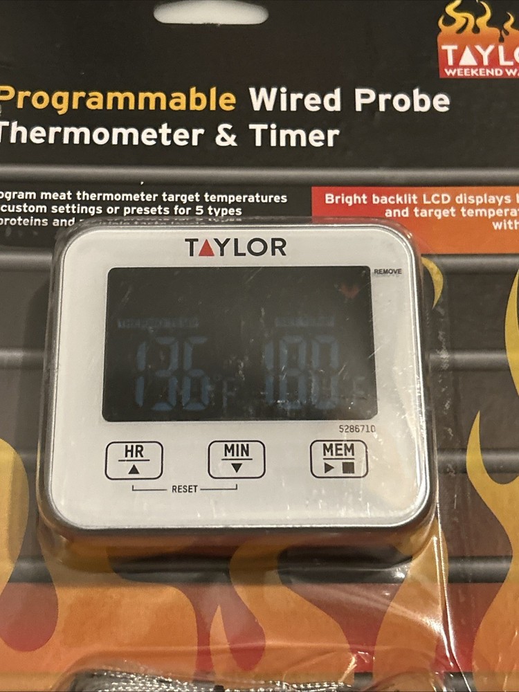 Taylor Digital Wired Probe Programmable Meat Thermometer with Timer NEW