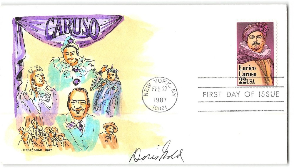 FDC, appears hand colored, signed Doris Gold, 1987