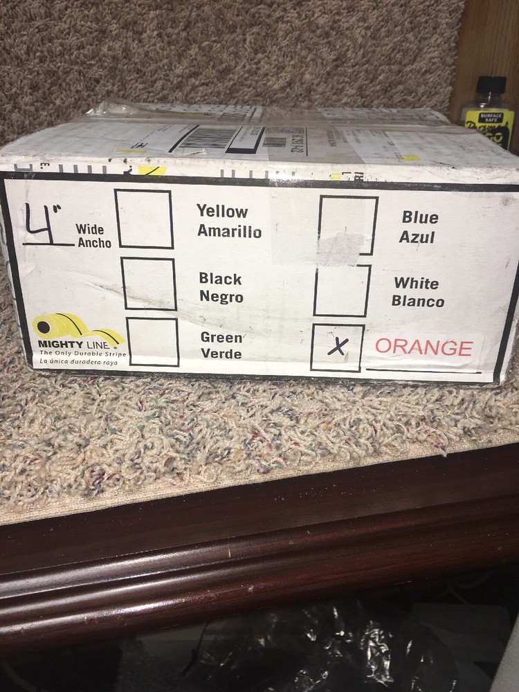 MIGHTY LINE 4RO Industrial Floor Tape, Solid, Continuous Roll, 4" Width