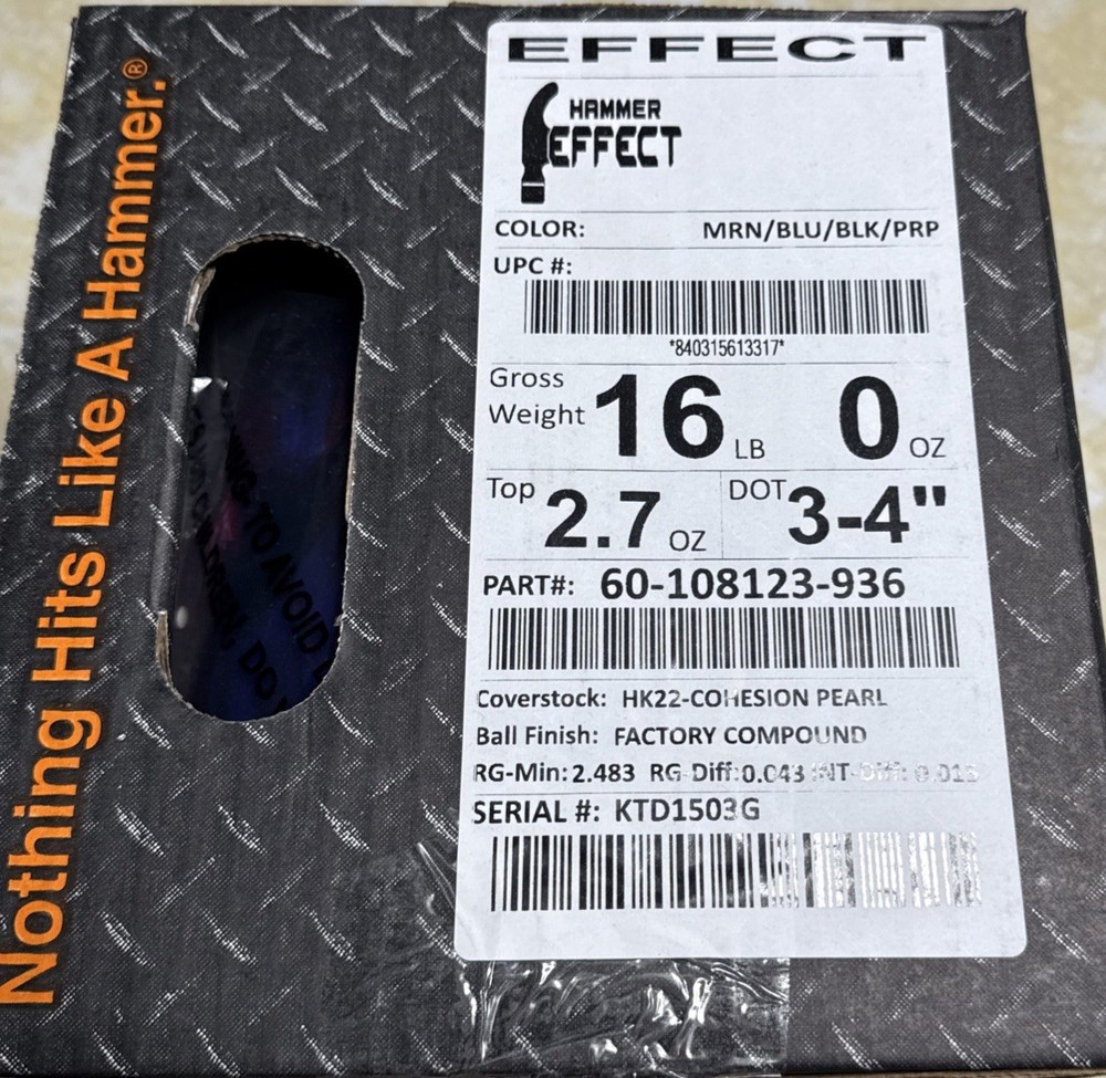 16lb Hammer Effect Bowling Ball NIB!