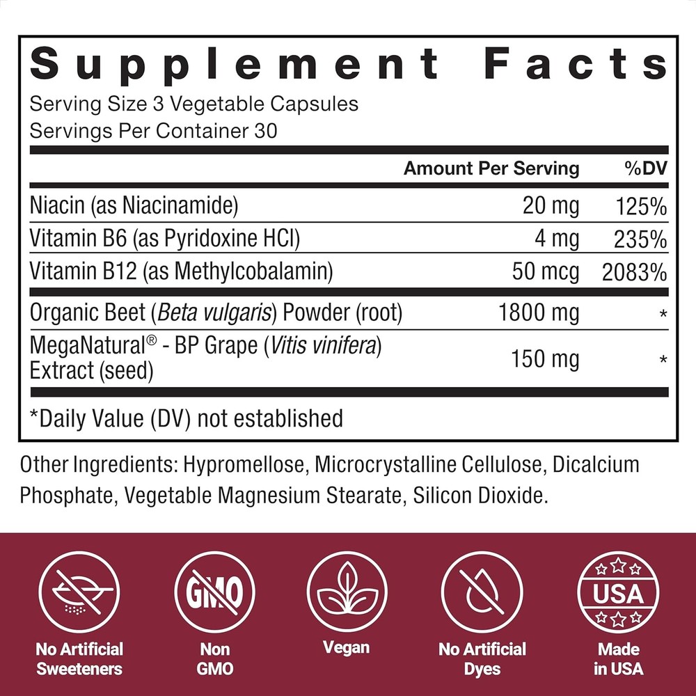 1-3X Total Beets Blood Pressure Support Beet Root Capsules, Circulation Support