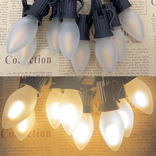 25 Pack C7 LED Light Bulbs, C7 Vintage Christmas Replacement Frosted White
