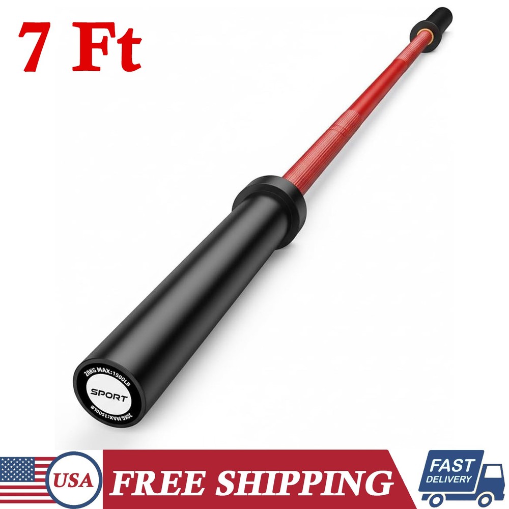 7FT Olympic Barbell Weight Bar For Weightlifting & Powerlifting 45lb Olympic Bar