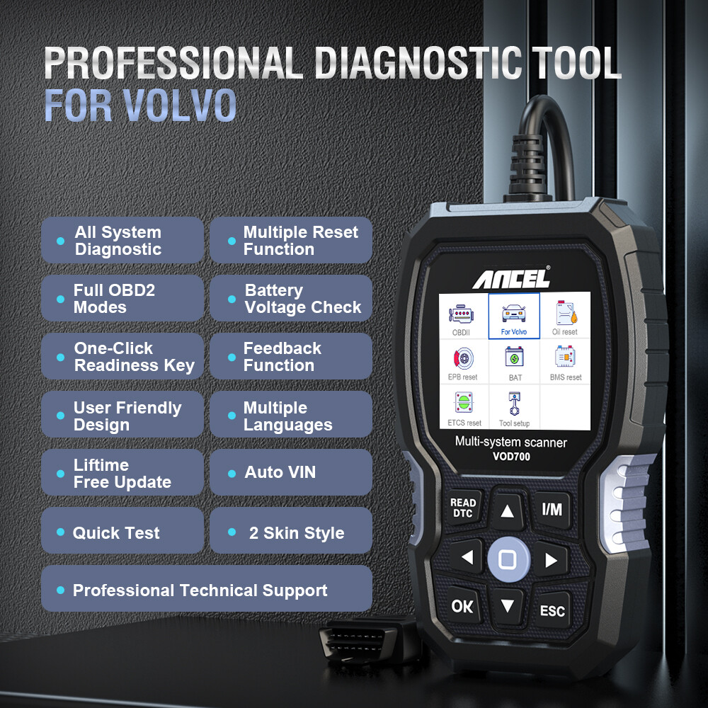 Ancel VOD700 OBD2 Scanner Diagnostic Tool All System Fit For VOLVO Code Reader