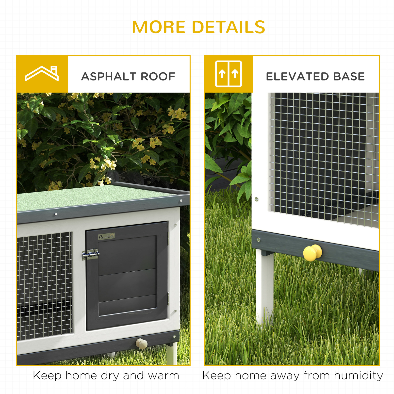 Indoor/Outdoor Wood Rabbit Hutch, Bunny Cage w/Slide-Out Tray, Openable Roof