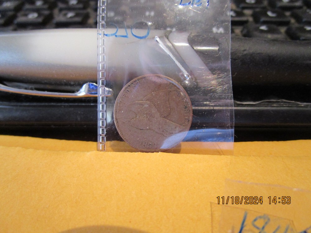 1858 SM. LettersFlying Eagle Cent   XF