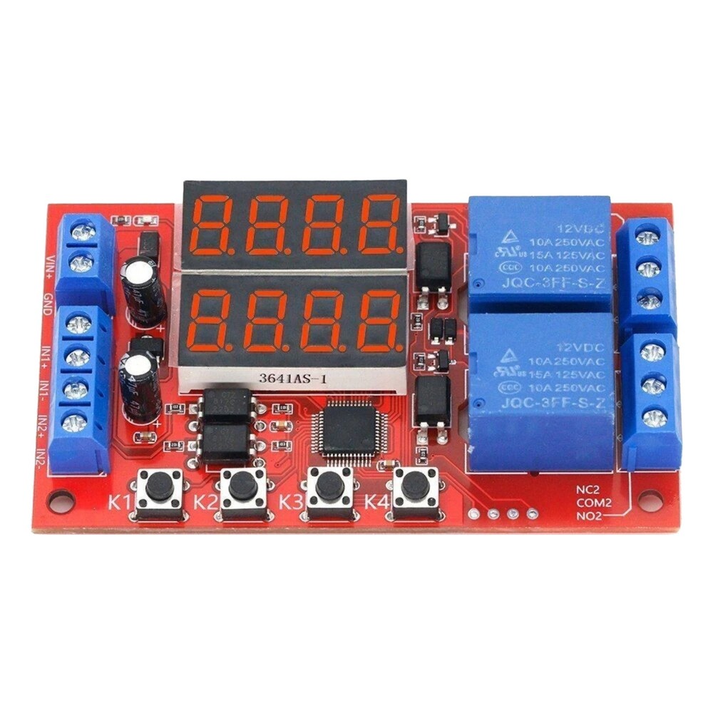 12V DC 10A Dual Relay Timer Module 32 Programmable Delay Modes Switch Board