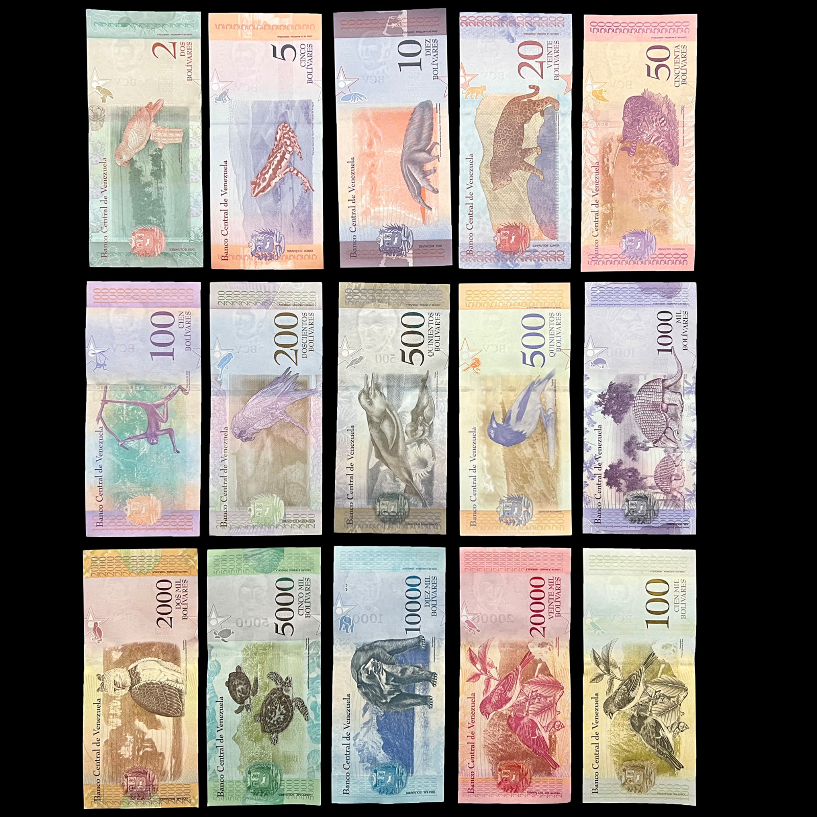 Venezuela 15 Banknotes Lot Set Bolivares Currency Banknote World Paper Money