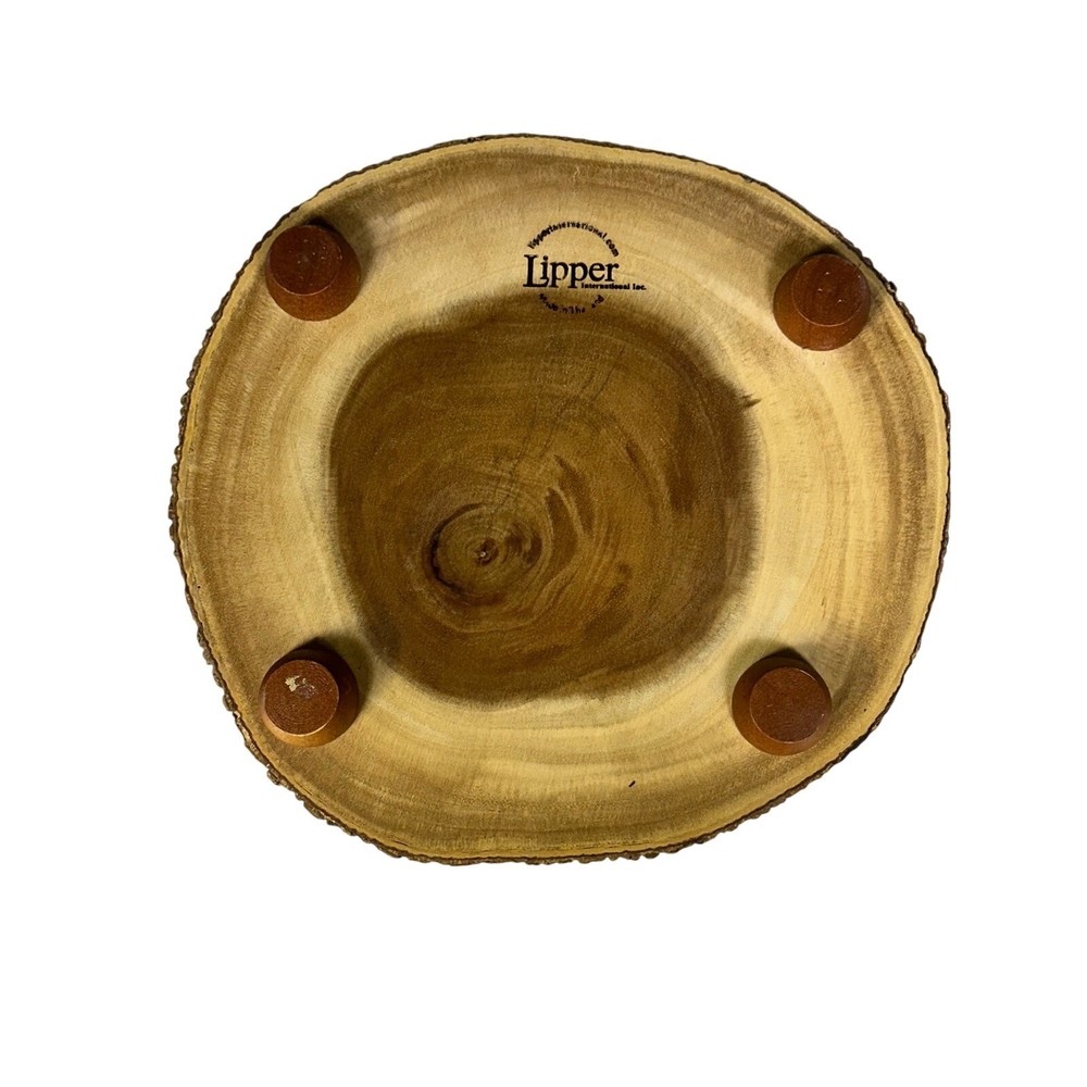 Lipper Unique Rustic Acacia Footed Cutting Serving Board Bark Edge Accent