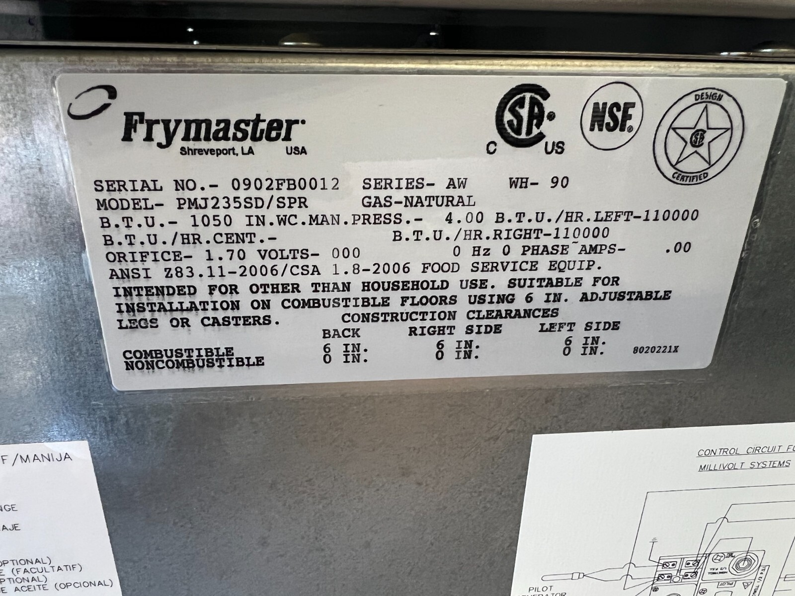 FRYER FRYMASTER COMMERCIAL ( LITTLE USED)