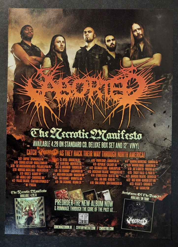 ABORTED "The Necrotic Manifesto" death metal ~ Magazine Print/Promo Ad 2014