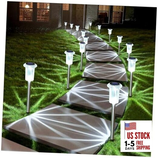 Solar Lights Outdoor 10 Pack Waterproof 6000K Cold White LED Cold 10Pack