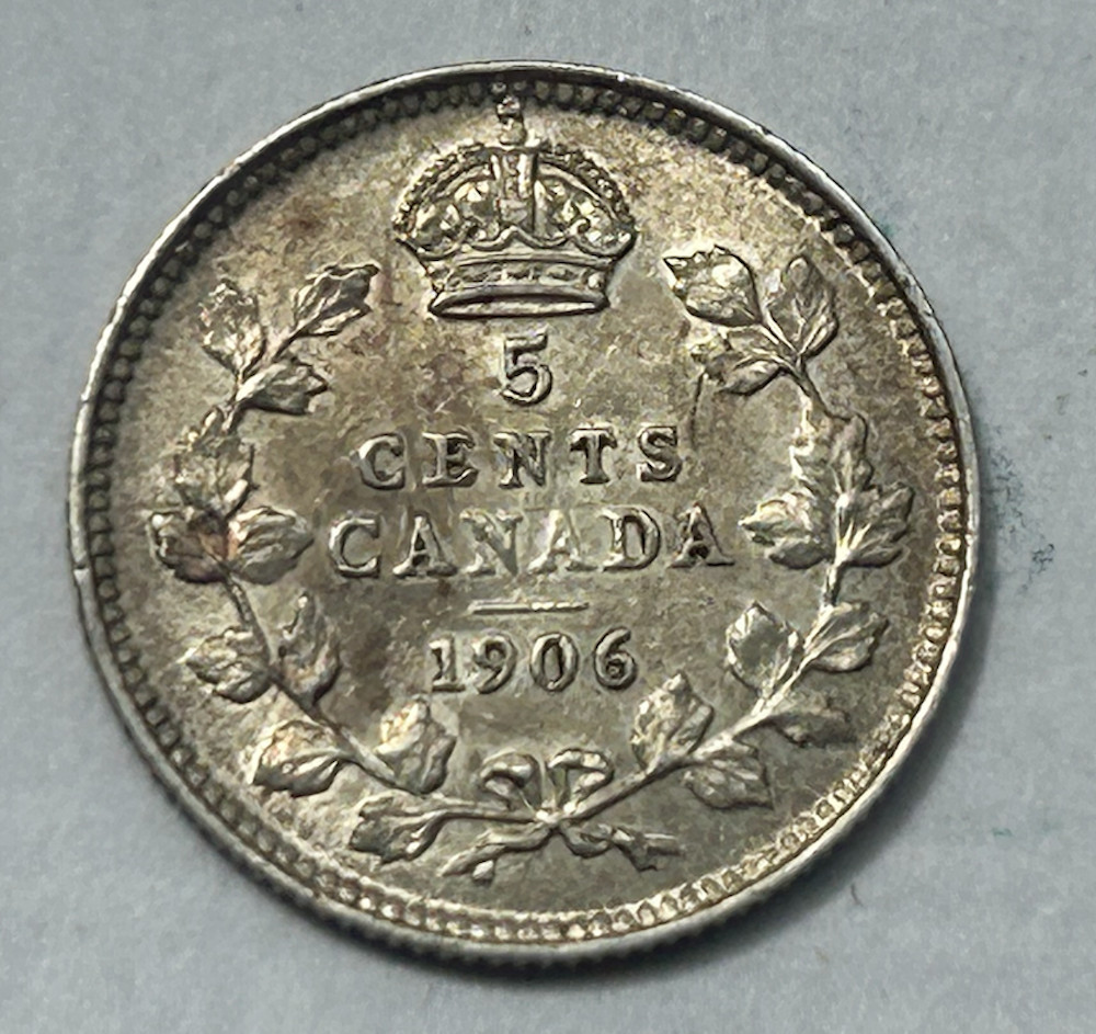 CANADA SILVER 5 CENTS 1906 - HIGH GRADE