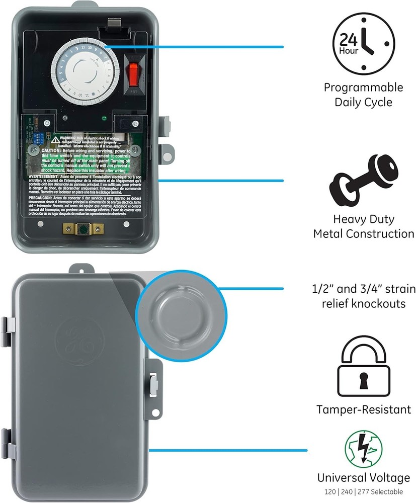 24-hour Mechanical Pool Timer Switch, 2HP 40A Load Capacity Pool Pump Timer
