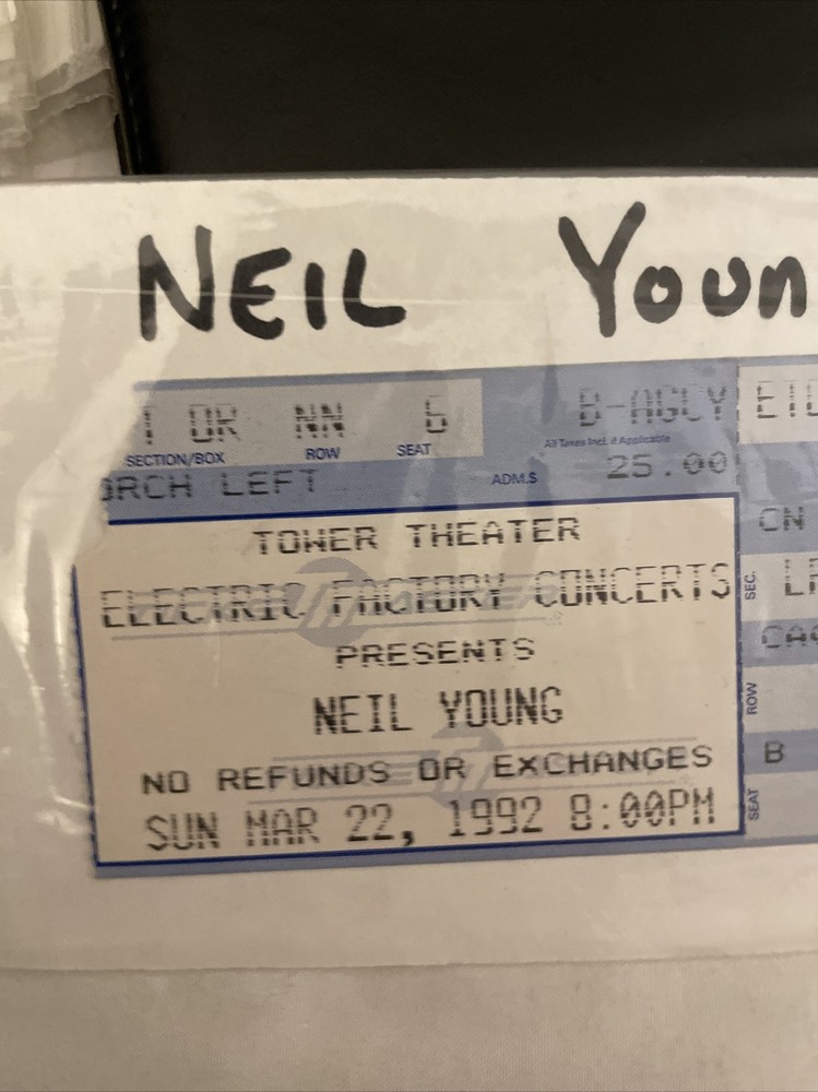 neil young ticket stub - mar 22 1992
