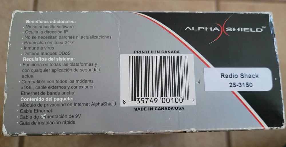 AlphaShield Personal Network Auto Disconnect Firewall Security NEW/Opened Box