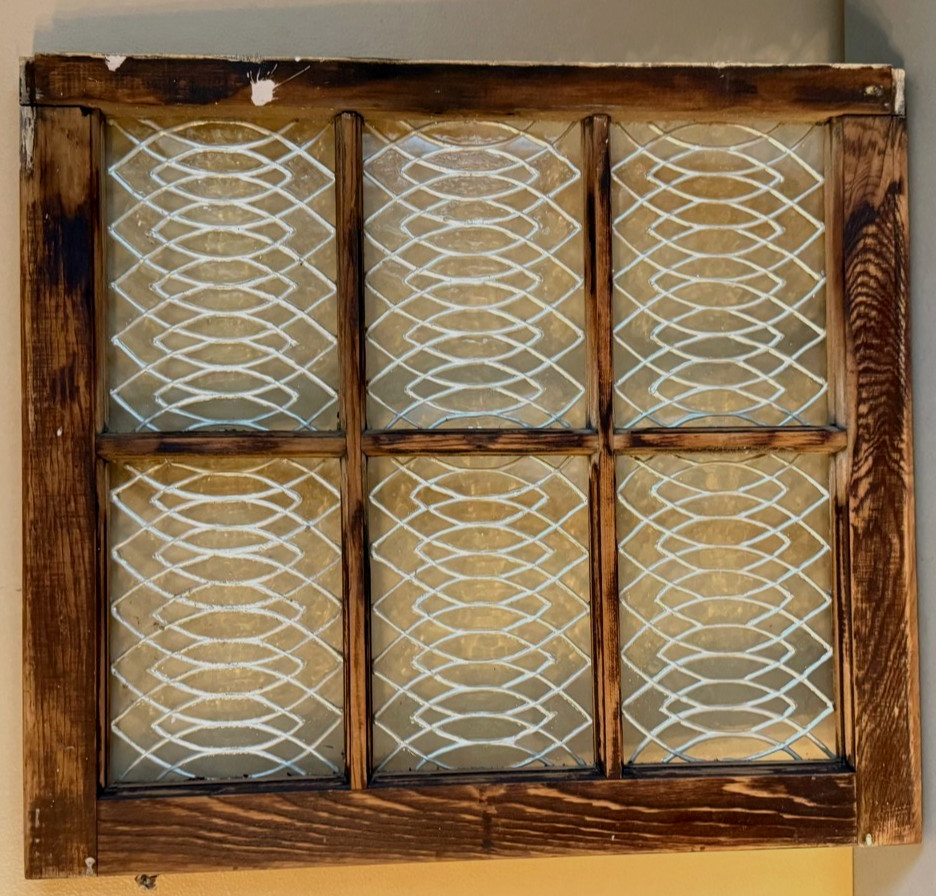 Antique Rectangular Leaded Stained Glass Window 21" x 24" UNIQUE Pattern