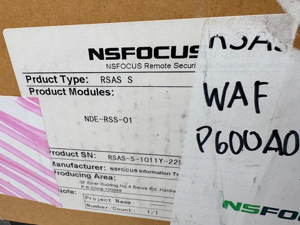 NSFOCUS RSAS (Remote Security Assessment System) Vulnerability Scanner Appliance