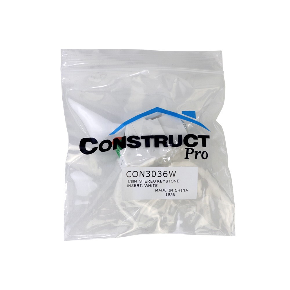 Construct Pro Keystone Jack 1/8-inch Stereo Mini Plug (White)