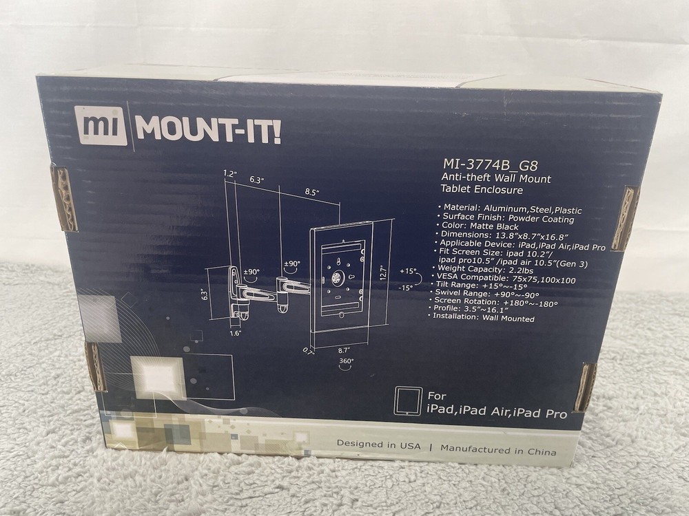 DEFECTIVE MountIt MI3774BGB AntiTheft Swing Arm Wall Mount Enclosure For G3D