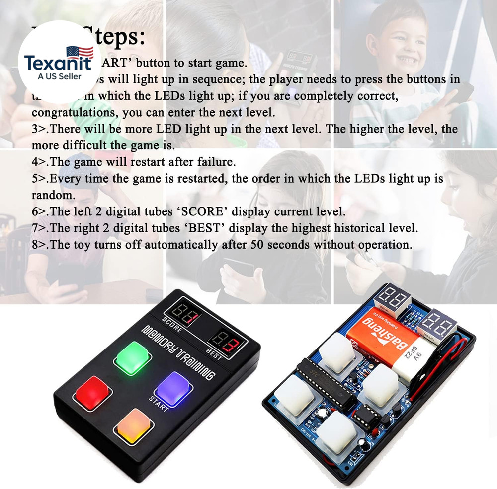 Light up Memory Practice Game Handheld Electronic Soldering Practice Kit DIY Sol
