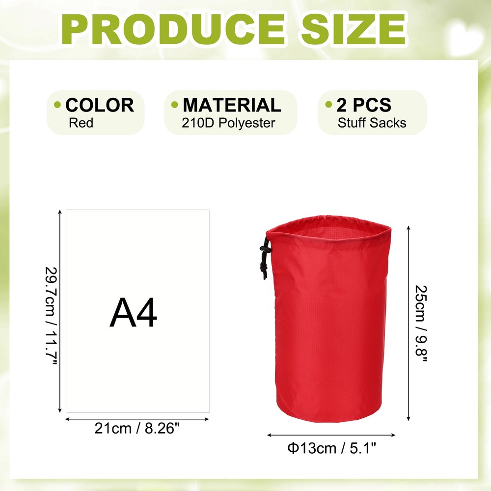 Drawstring Bag, Storage Bags, 5x10" & 2Pcs & Red