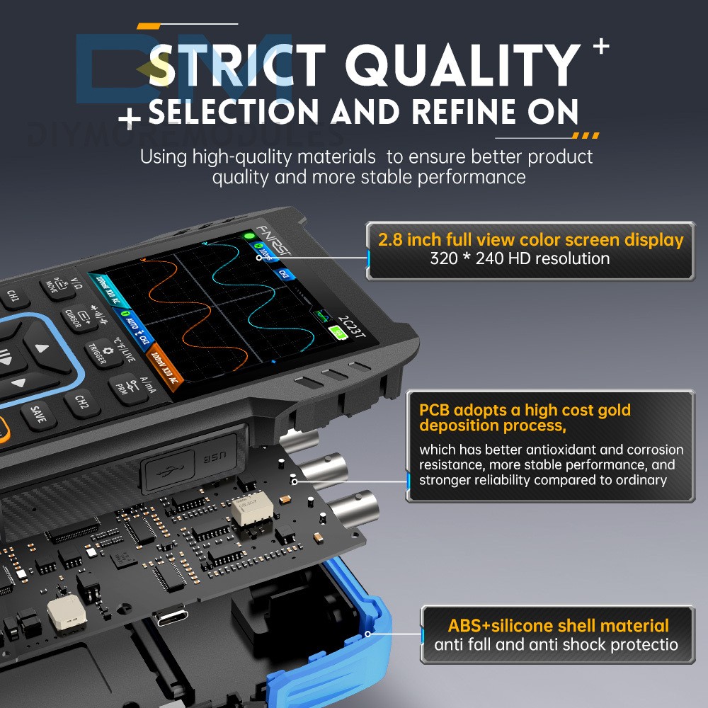 FNIRSI 2C23T Handheld Digital Oscilloscope Multimeter Function Signal Generator