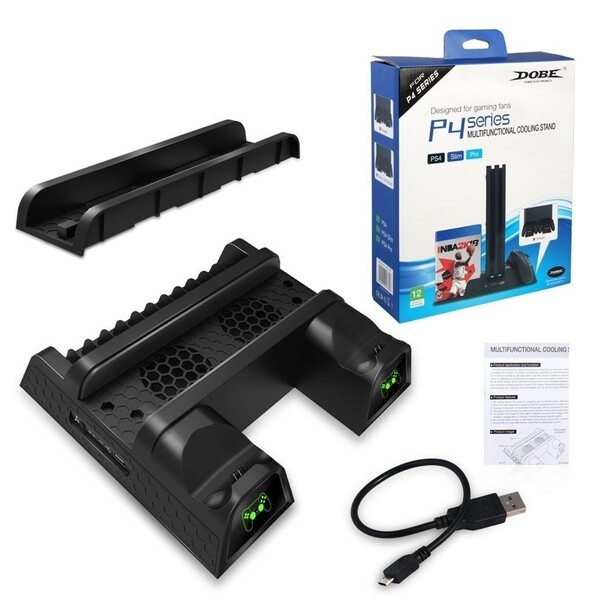 DOBE PS4/Slim, Multi-Functional Cooling Stand, Charging Dock & Game Storage