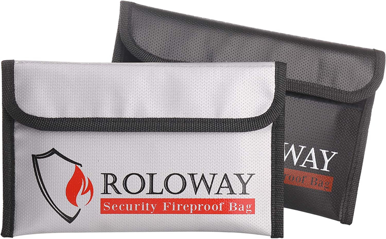 ROLOWAY Fireproof Bag (5 X 8 ), Money Wallet Cash Fireproof Bag (2-Pack)