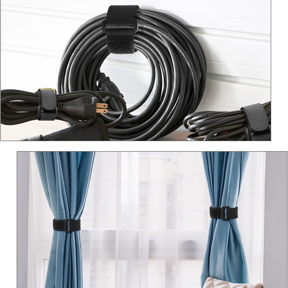 25 Pack 12 Inch Reusable Fastening Cable Straps Hook and Loop Cinch Cable Ties