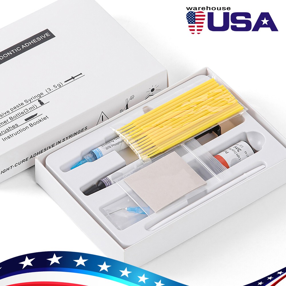 2 Sets Dental Orthodontic Light Cure Brackets Mini Adhesive Bonding System Kit