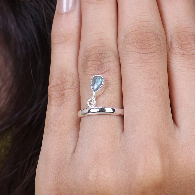 Labradorit 925 Solid Sterling Silver Band &Statement Ring Handmade Ring All size