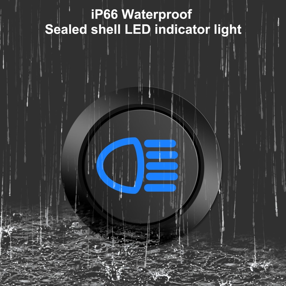12V LED Indicator Small Light Waterproof, 1/2"(12mm) Panel Cutout Black