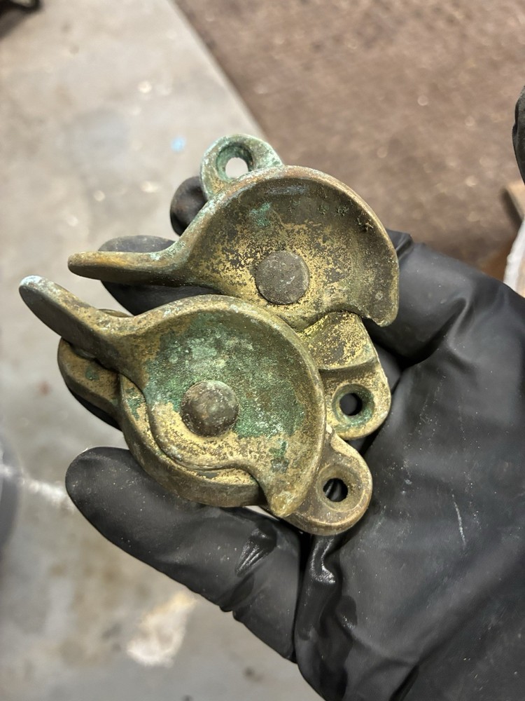 Antique Brass Salvaged Window Sash Locks Solid Brass Original Hardware