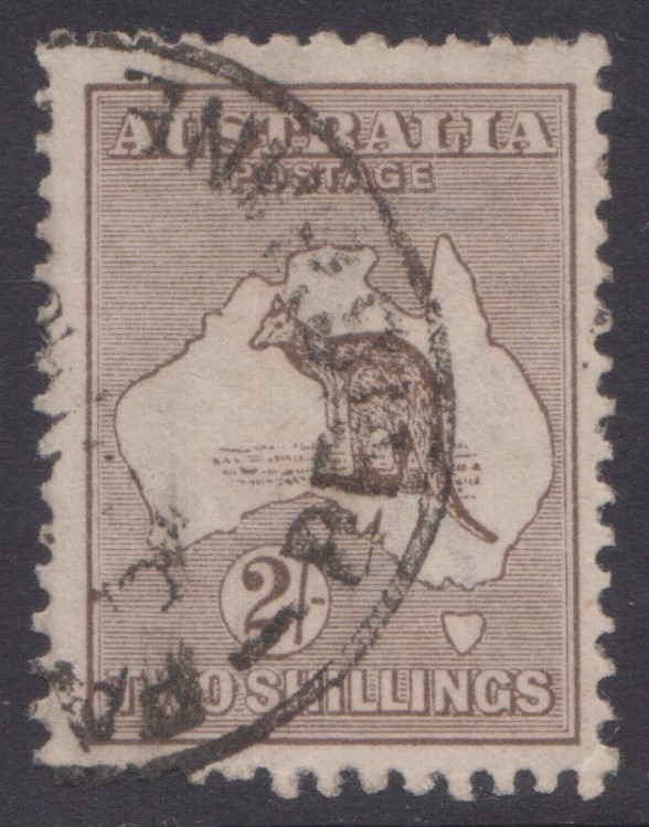 KANGAROO  2/- BROWN THIRD WMK   FINE USED