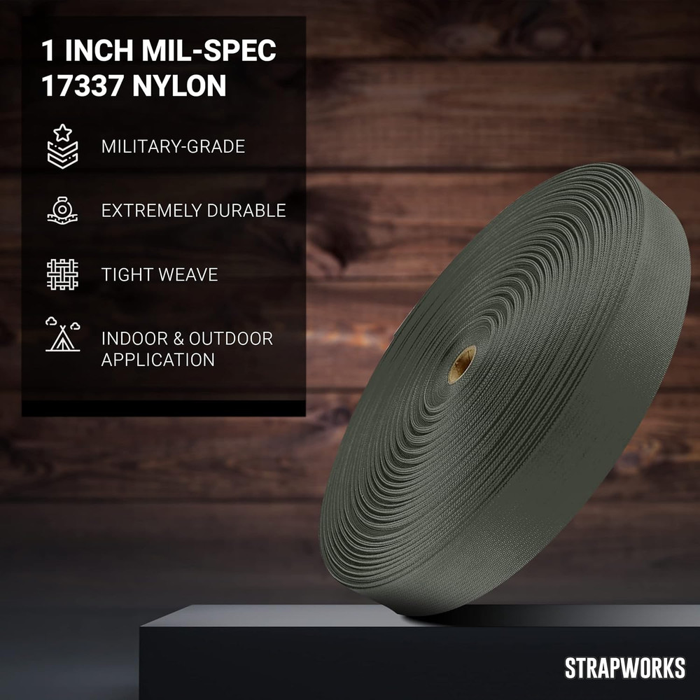 Military Spec Flat Nylon Webbing – Milspec 17337 Strap for Slings, Backpack Stra