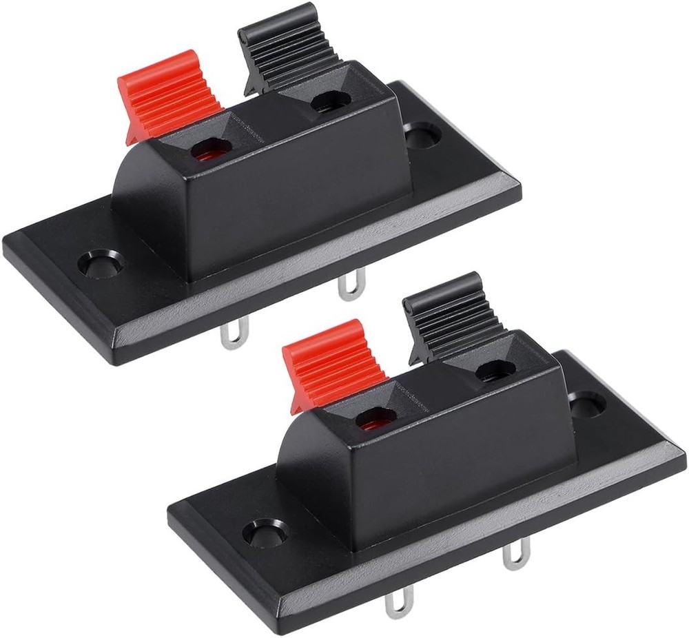 uxcell 2pcs 2 Way Jack Socket Spring Push Release Connector Speaker 2, Black