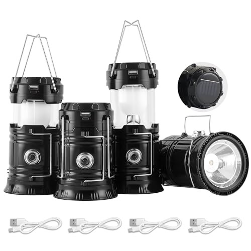 Lichamp Collapsible Solar Camping Lantern, USB Rechargeable LED Flashlight