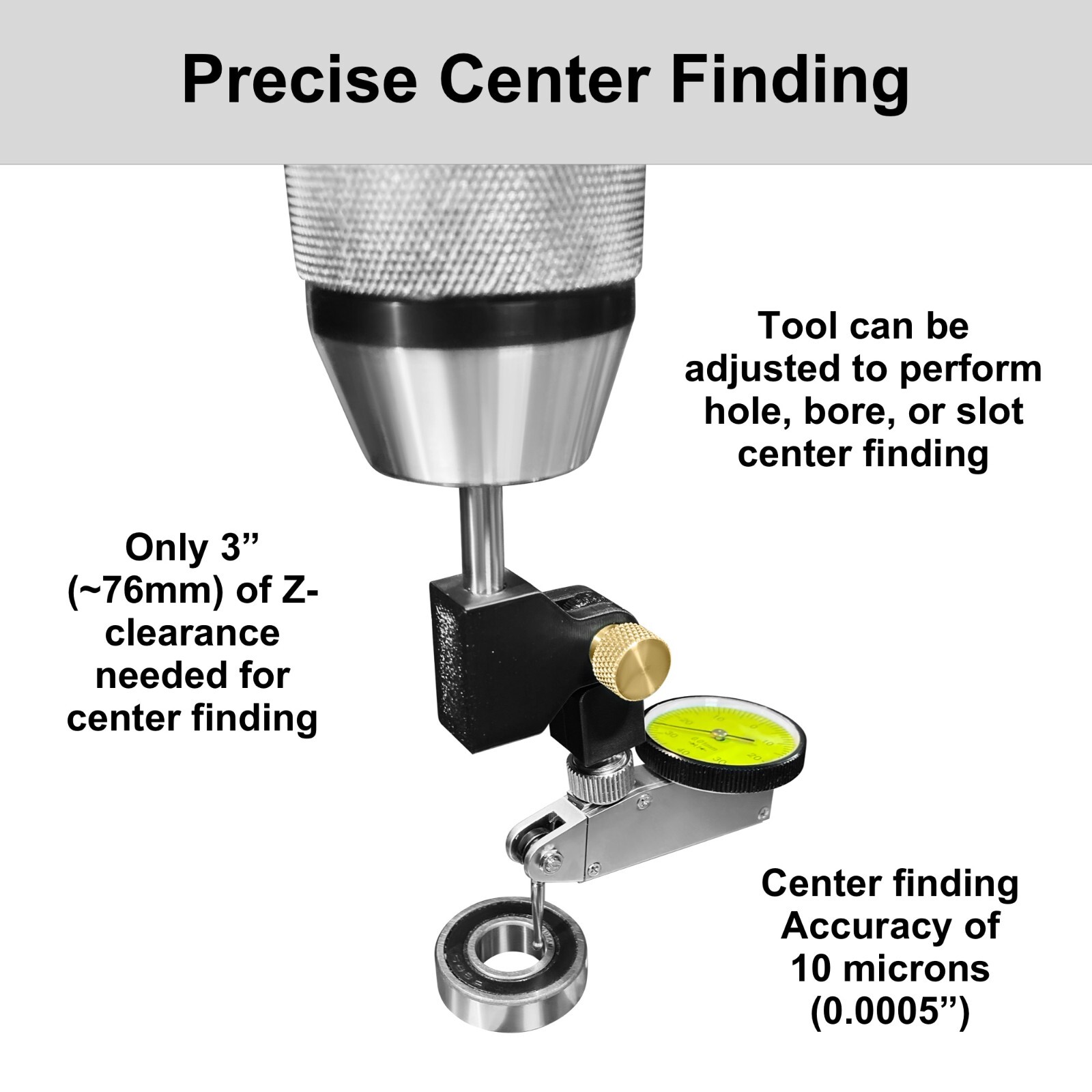 High-accuracy CNC TRAM TOOL, with Dial Test Indicator, fits small CNC routers
