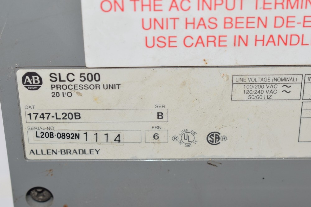Allen Bradley SLC 500 Processor Unit Rack 1747-L20B