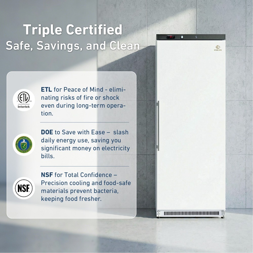 KOOLOTS 13 Cu.Ft White Upright Commercial Refrigerator Solid Door Lock